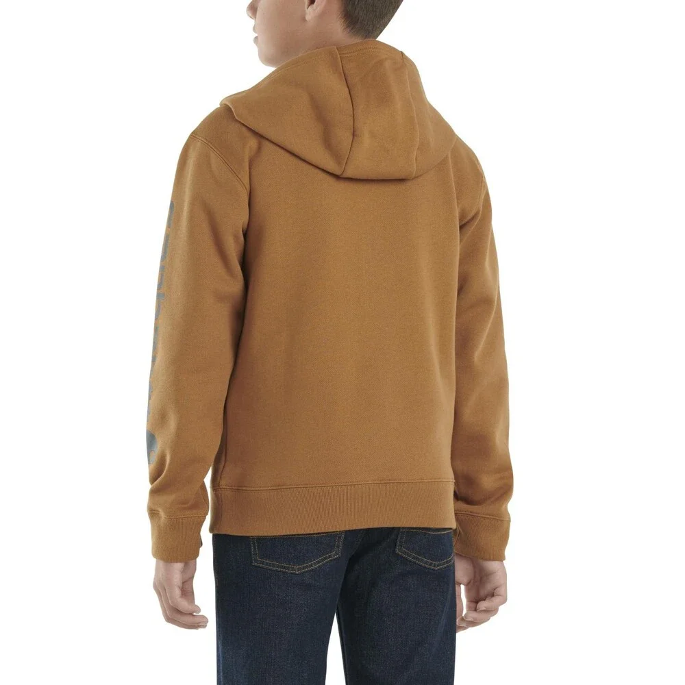 Carhartt Hoodie Boys Large Brown Graphic Fleece Midweight Long Sleeve JAX1771